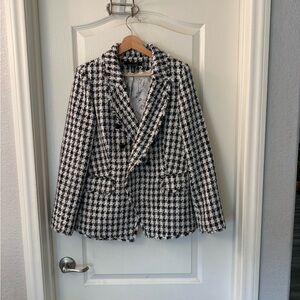 White House Black Market Black and White Tweed Blazer